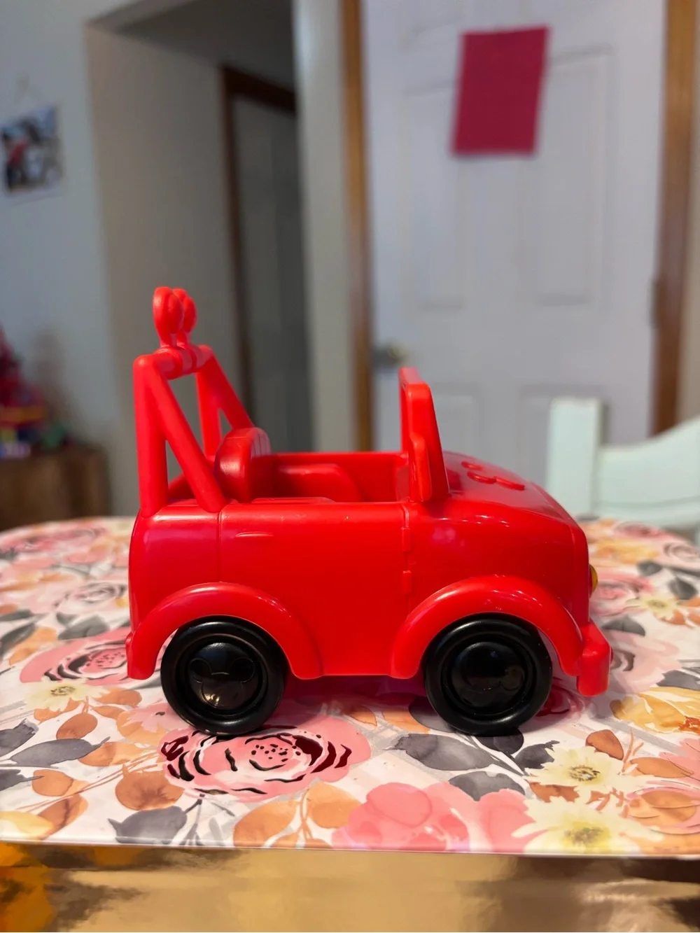 Plastic Disney Red Jeep Toy Car Mickey Mouse Kids Toddlers Play Vehicle